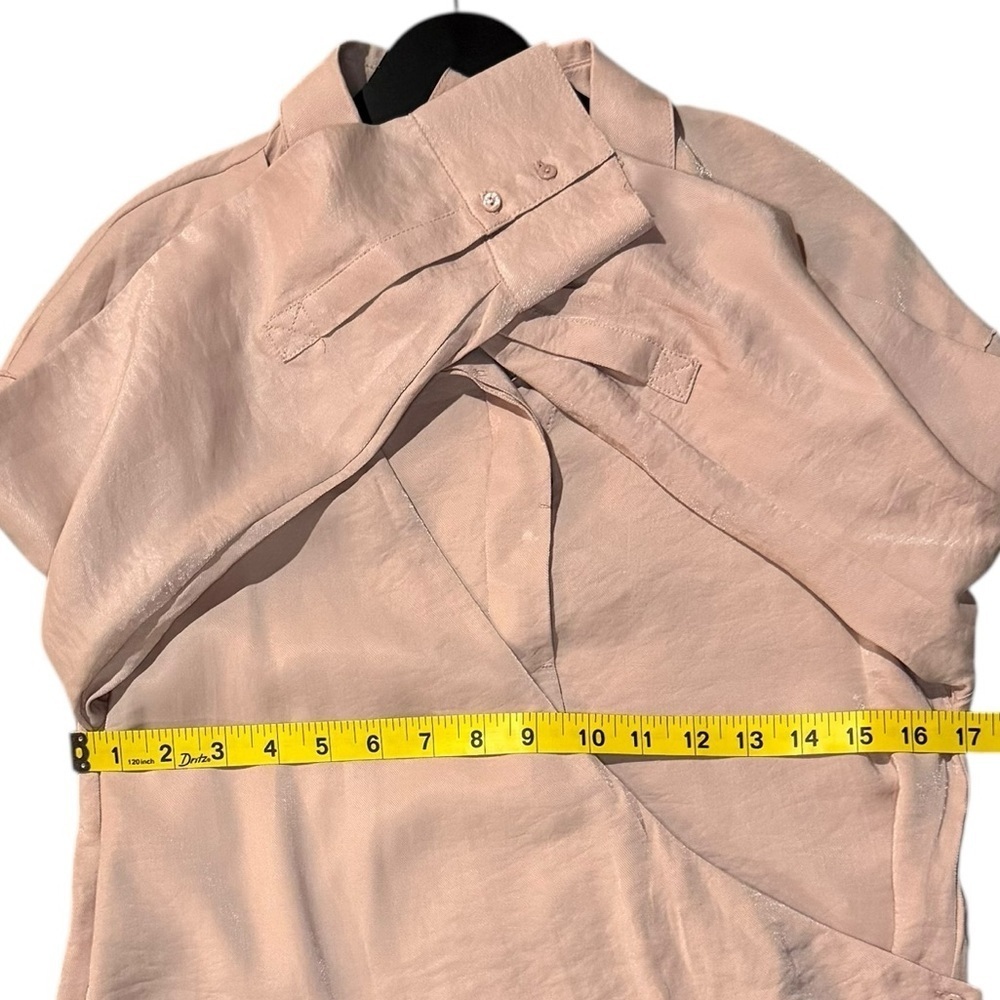 New Zara Kids 11-12 Light Pink Wrap Asymmetrical Button-Down Dress Shirt - Picture 5 of 7